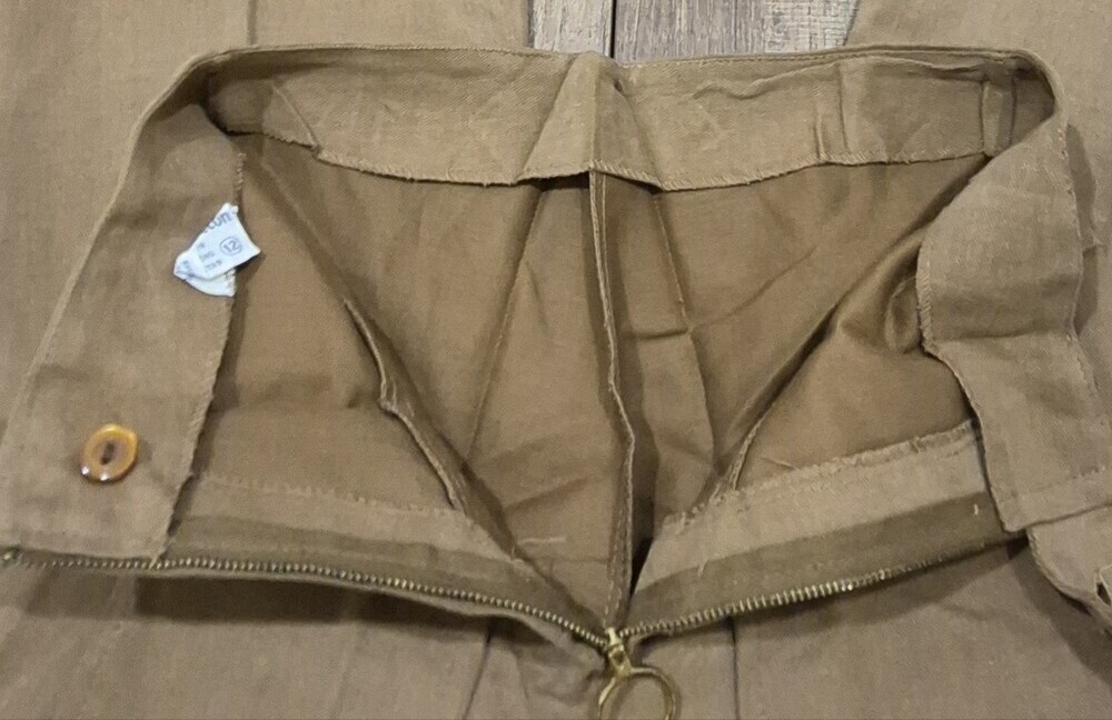 Vintage Late 60s Early 70s Bell Bottom Pants Girls Size 12 Tan Brushed Denim - Picture 7 of 12